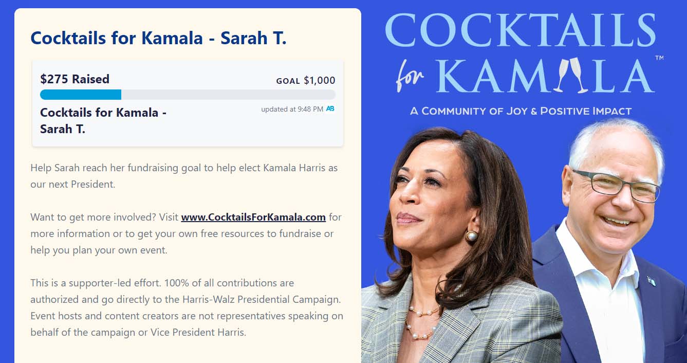 Get your own official fundraising page - Cocktails for Kamala